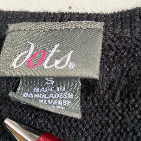 Dots black knit boat neck sweater S top horizontal design bottom vertical - Picture 2 of 5